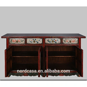 Chinese Antique Style Hand Painted Storage Cabinet