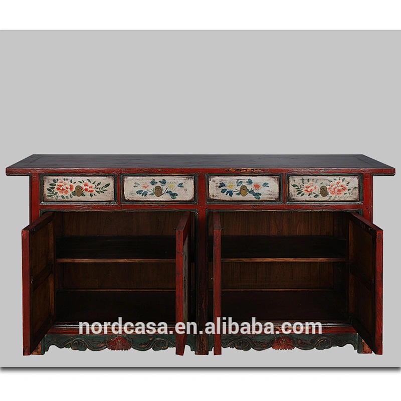 Chinese Antique Style Hand Painted Storage Cabinet