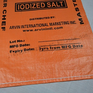 Design printing cheap pp woven iodized salt packing bag
