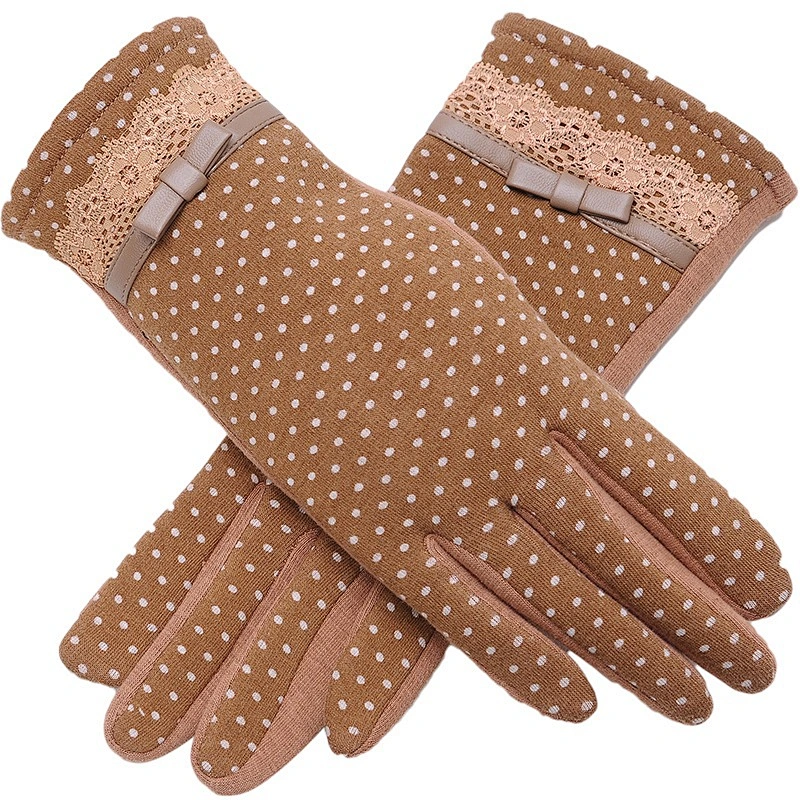Women Lady's Winter Cotton Warm Five Finger Gloves For Women