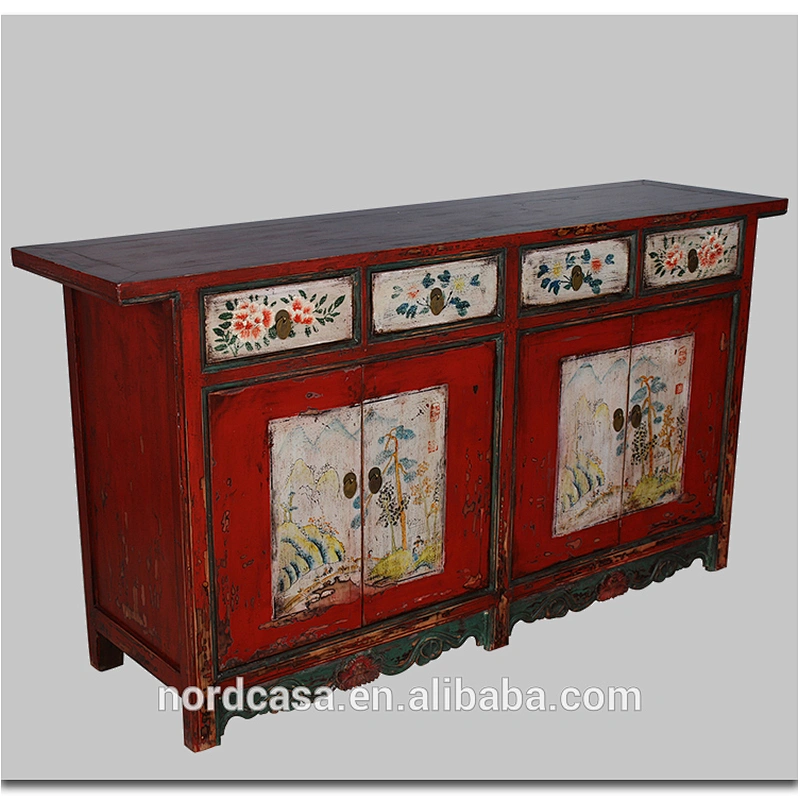 Chinese Antique Style Hand Painted Storage Cabinet