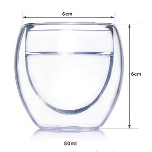 Double-deck clear glass tea cup beer cup 3oz for ice water