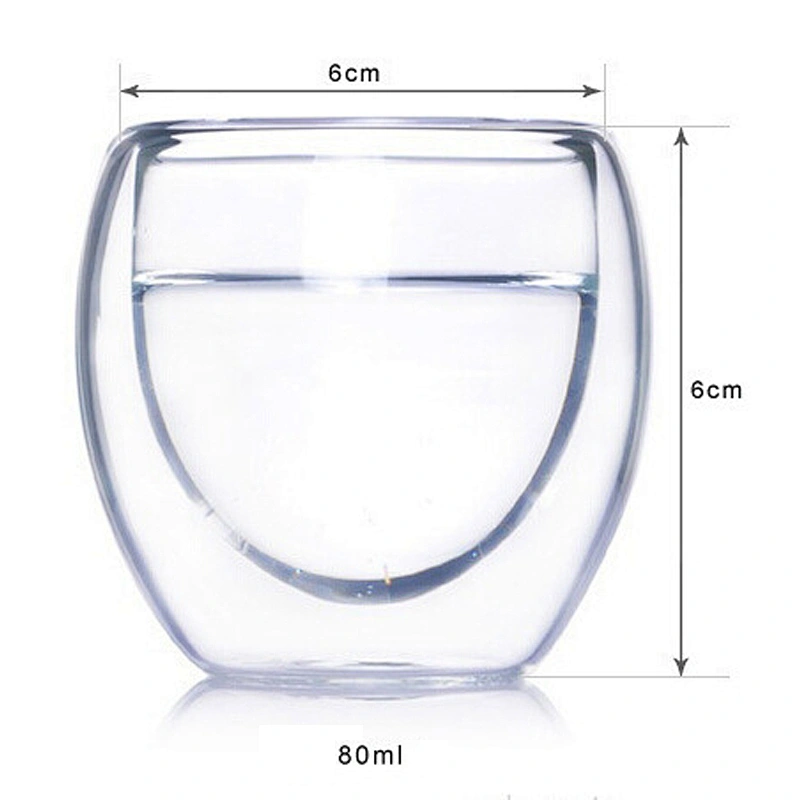 Double-deck clear glass tea cup beer cup 3oz for ice water