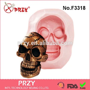 F3318 Large Skull Silicone Mold - Food Safe Chocolate, Fondant, Candy, Ice Mold