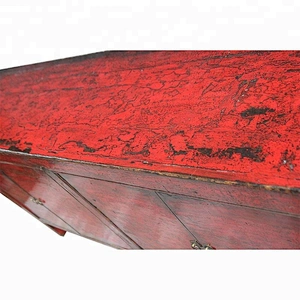 chinese lacquer antique rustic red storage living room furniture