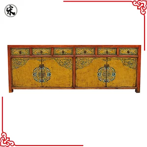 chinese antique solid wood pine painted furniture for stores