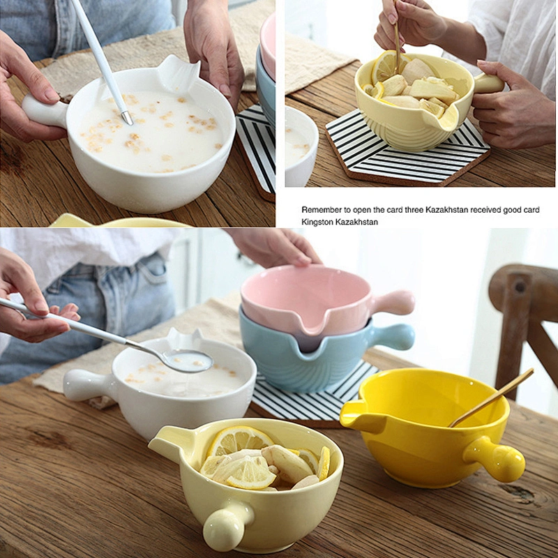 Lovely Korean style glazed bowls vegetable salad bowls with household handles