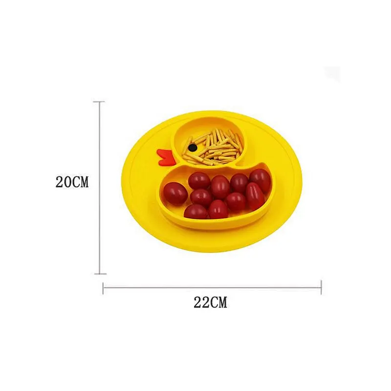 Duck Shape Silicone Baby Placemats and Bowls Food Grade Silicone Baby Feeding Plates