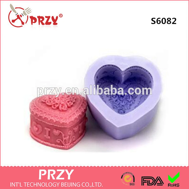 Heart shape decorative silicone soap mold candle mold