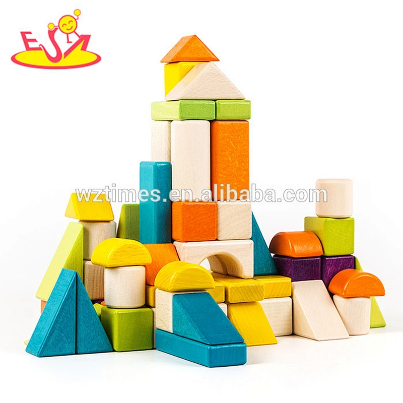 2018 Wholesale preschool wooden kids building blocks construction toys W13A131