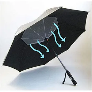 New car promotion advertising umbrella wholesale waterproof support USB power bank umbrella with fan inside