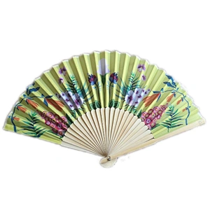 Portable Flower dacron Folding Hand Favour Fan Bamboo Craft Ladies Fans