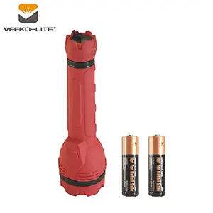 2018 Hot sale red TPR torch 1W 3LED 2AA battery  rubber light switches waterproof LED flashlight