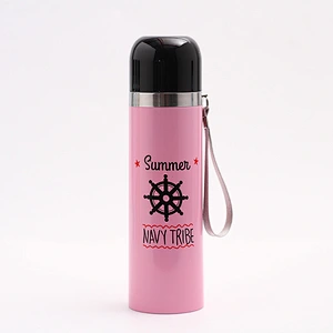 500 ml Cartoon Vacuum Cup Customized Logo Vacuum Flask Stainless Steel Travel Cup Hot Water Bottle for Students