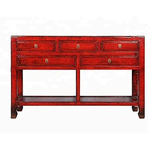 chinese antique distressed lacquered wooden furniture, console table in living room