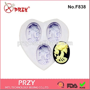 human face silicone mold for fondant , lady face silicone fondant mold