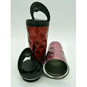 Novel Style Vacuum Cup Diamond Pattern Car Cup Stainless Steel Vacuum Flask Coffee Cup Easy to Take