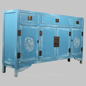 three drawer two door antique style chinese buffet cabinet