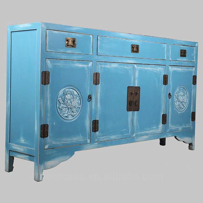 three drawer two door antique style chinese buffet cabinet