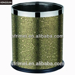 Strong Stainless Steel And Leather Material Decorative Corner Trash Bin Unique Gold Trash Can