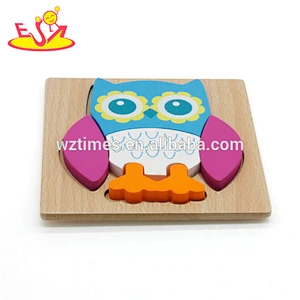 Wholesale creative owl design wooden jigsaw toy animal shape puzzle for children W14D038