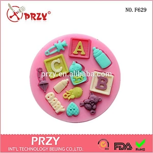 2016 hotsale alphabet cake decor silicone cake mold/baby shower silicone fondant mold