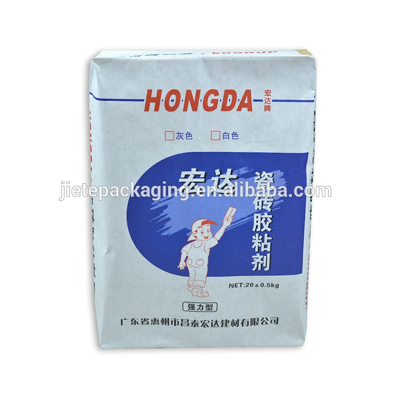 white kraft paper 20kg 40kg valve bag with offset printing for packing putty, cement