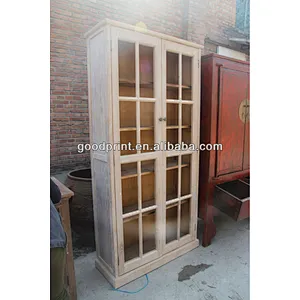chinhese antique furniture/ relaimed wood glass cabinet