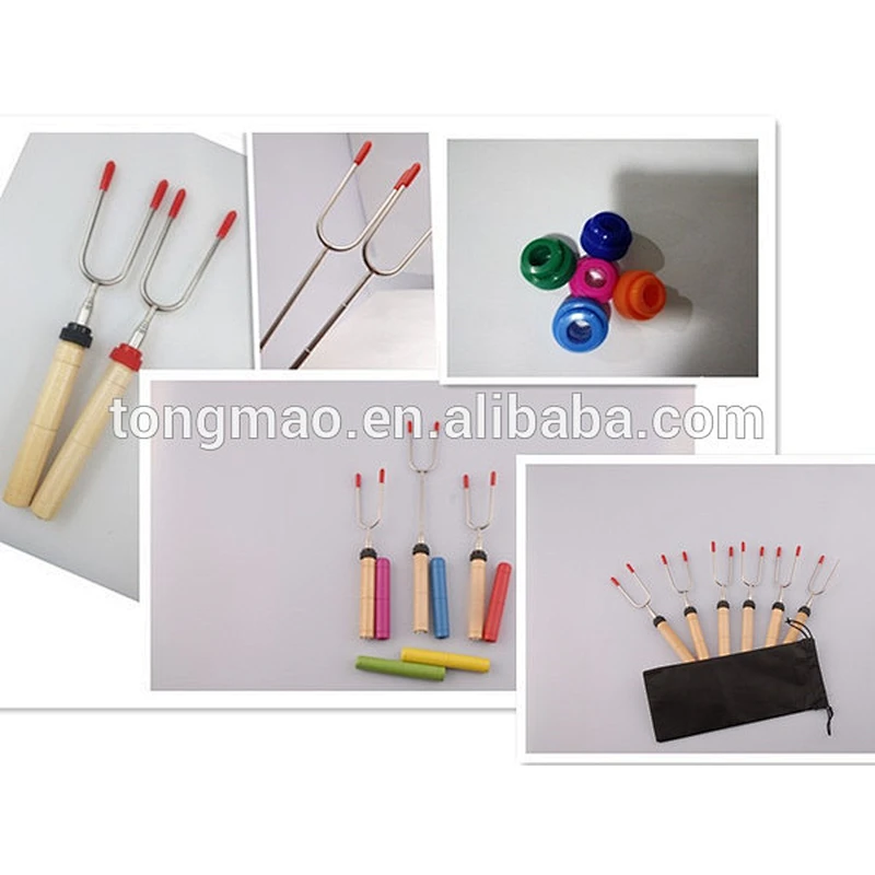 wooden handle retractabl marshmallow sticks