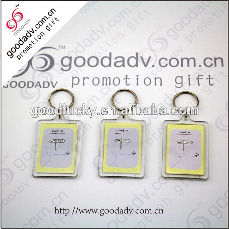 2016 china factory custom eco-friendly plastic keychain photo holder / hard plastic keychain