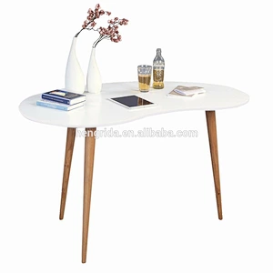 Scandinavian solid oak white special-shaped coffee table with MDF top