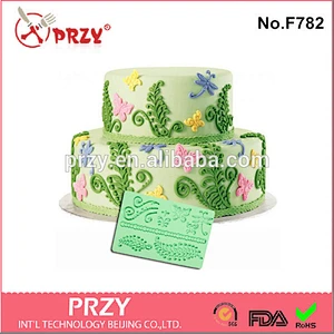 F782 china manufacturer leaf shape non-stick silicone lace molds for cake decorating