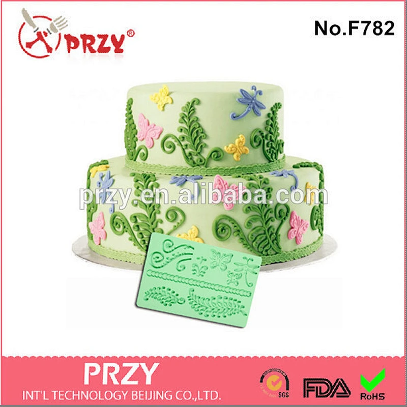 F782 china manufacturer leaf shape non-stick silicone lace molds for cake decorating