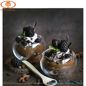 Guangzhou manufactory 60 ml double wall mug high borosilicate glass ice cream cup for kids