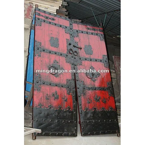chinese antique red wooden folding doors