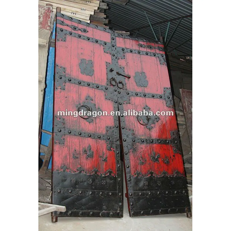 chinese antique red wooden folding doors