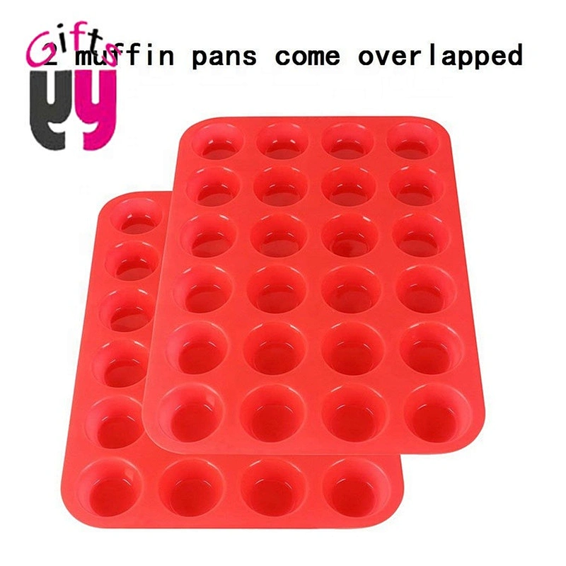 Mini Muffin Silicone 24 Non Stick Silicone Molds Pan Round cupcake baking mould