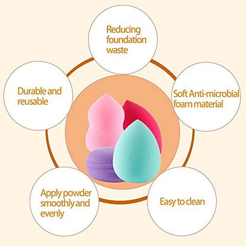 8pc Audit factory of private label latex free makeup sponge set