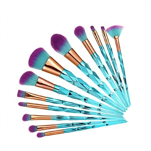 Private Label Diamond Design Handle 12pcs Makeup Brush Set Custom Logo
