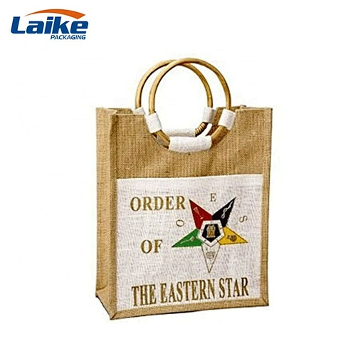 Custom eco friendly waterproof tote shopping jute sack  bag burlap linen packing gift bag with logo print