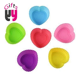 Silicone Cupcake Liners silicone Baking Cups Nonstick Easy Clean Pastry Muffin Molds 4 Shapes Round, Stars, Heart, Flowers