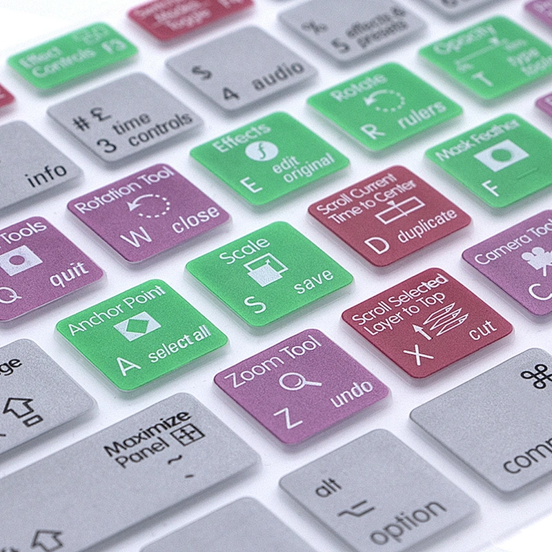 Unique Items Sell Durable Ado be After Effects Shortcuts Silicone Keyboard Skin custom keyboard cover for macbook pro 13 cover