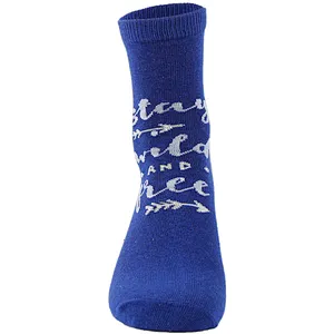 Cotton embroidery free terry sport socks
