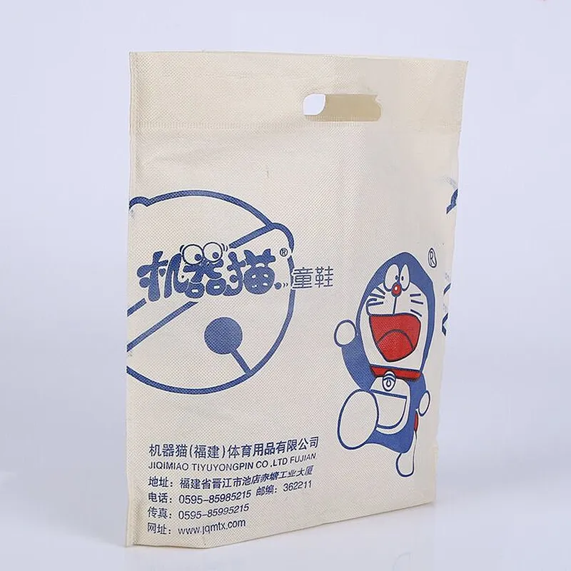 Custom white non-woven bags with doraemon logo