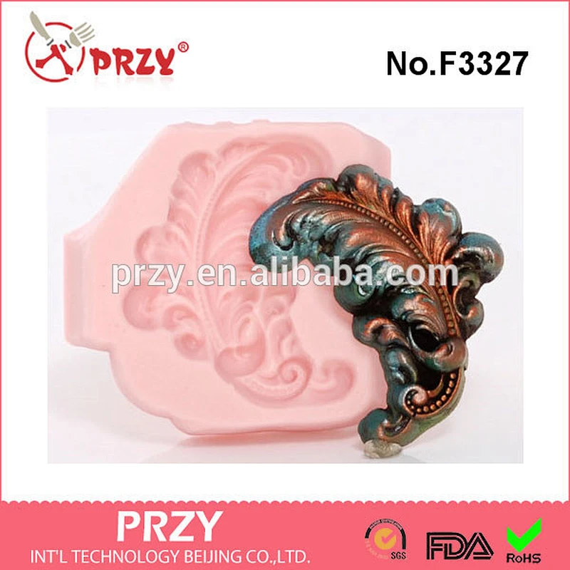 F3327 Silicone Mold Feather Plume Barking Mold Fondant Chocolate Candy Mold