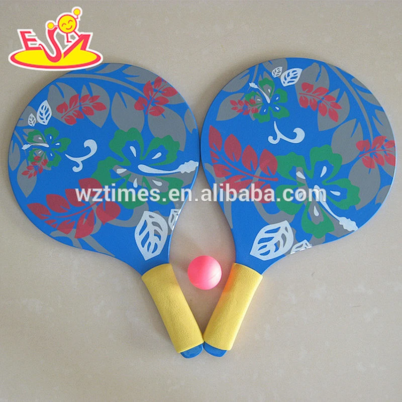 Wholesale lovely pattern wooden beach ball racket benefits to baby's body W01A095