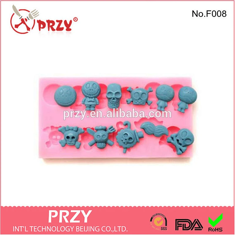 F008 PRZY Halloween silicone molds for fondant , skeleton shape silicone molds for fondant