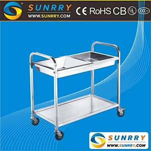 2018 New style restaurant and hotel service trolley handle push dining cart and food vending cart for sale