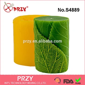Cylinder with leaves 3D mold silicone soap mold silicone candle mold