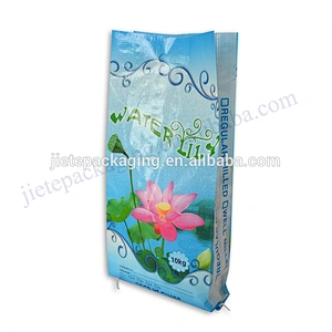 Transparent plastic 10kg bopp laminated pp woven rice packing bag with D cut handle size 35*58cm